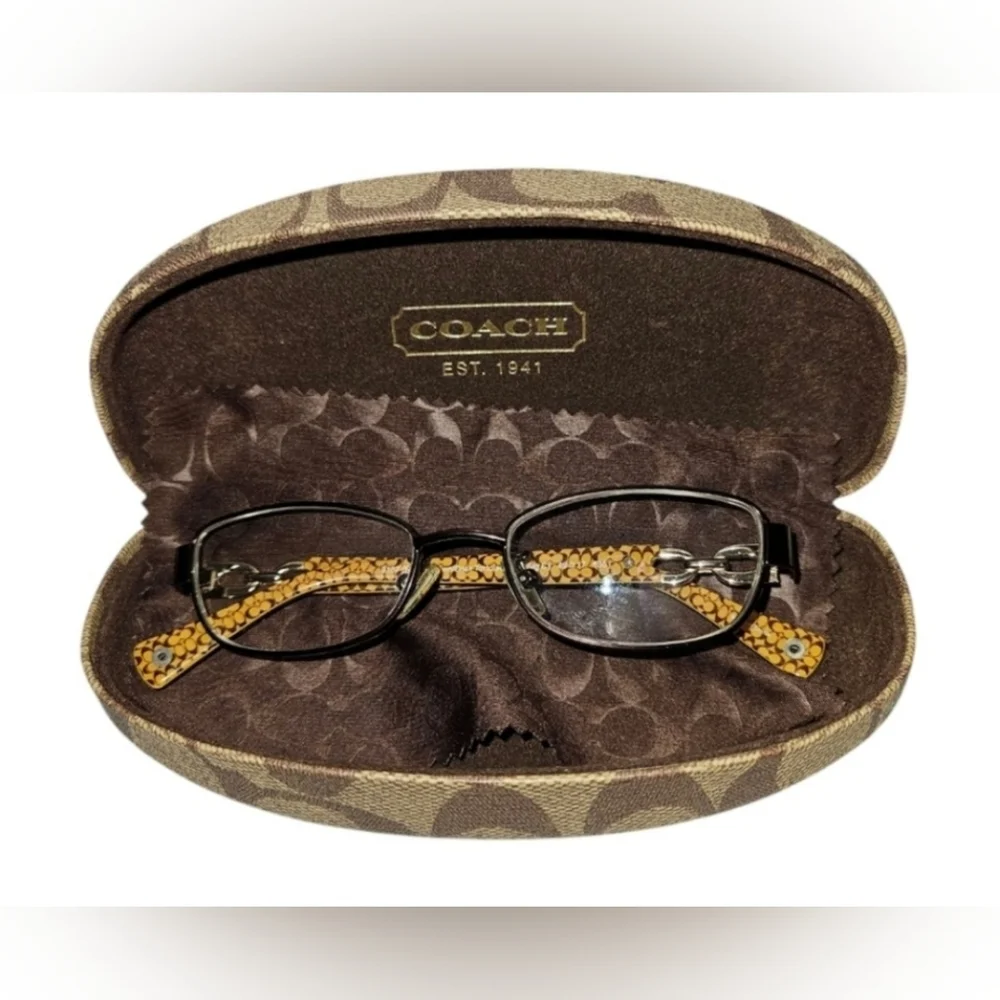 Coach HC 5054 (Faina) Satin Brown Dark Tortoise Gold Sig C Eyelasses Frames